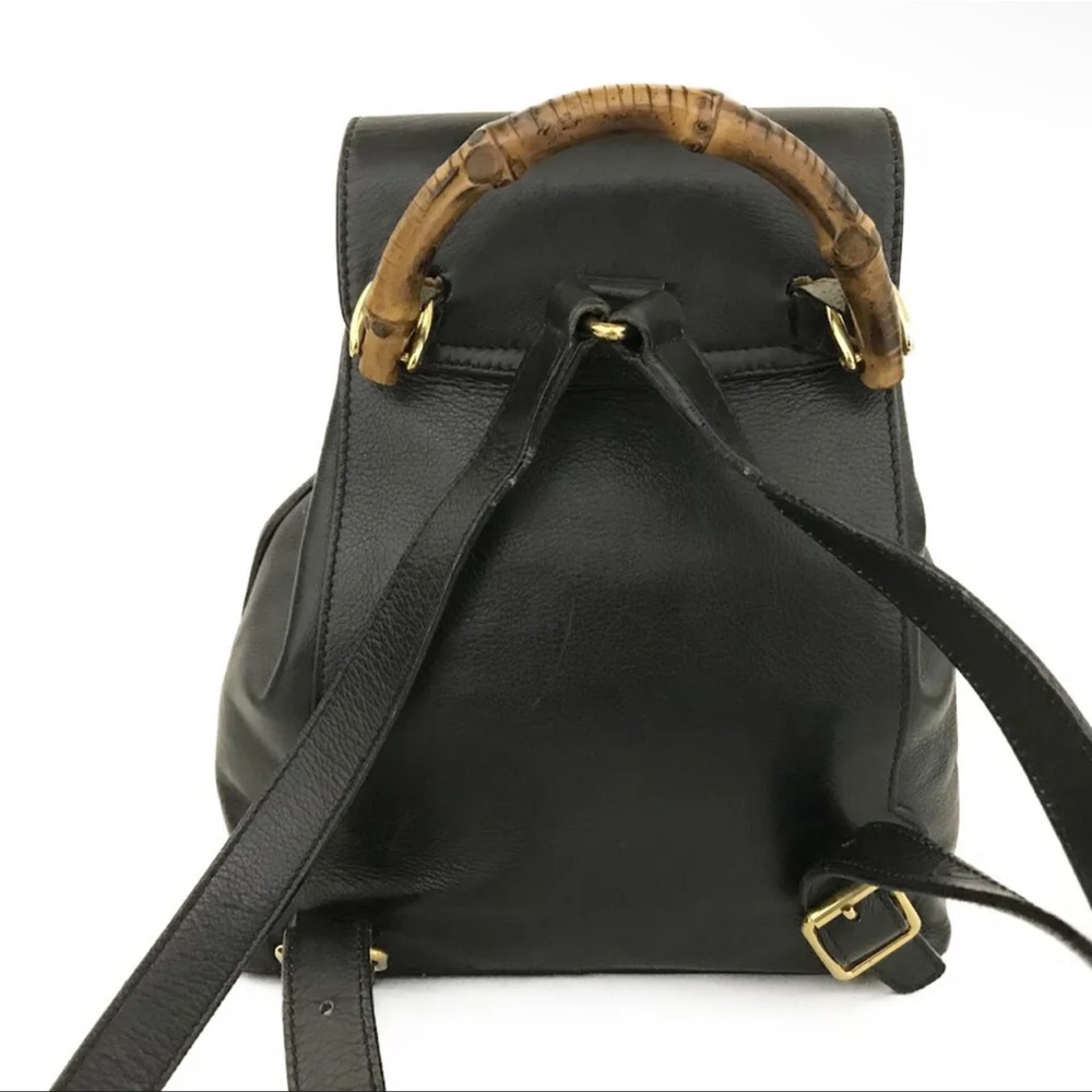 GUCCI Small Bamboo Handle Black Leather Back Pack: A STUNNER! - Picture 2 of 11
